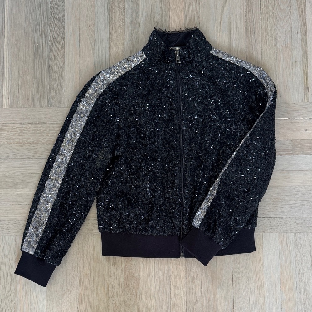 Zadig & Voltaire Black Sequin Bomber Jacket